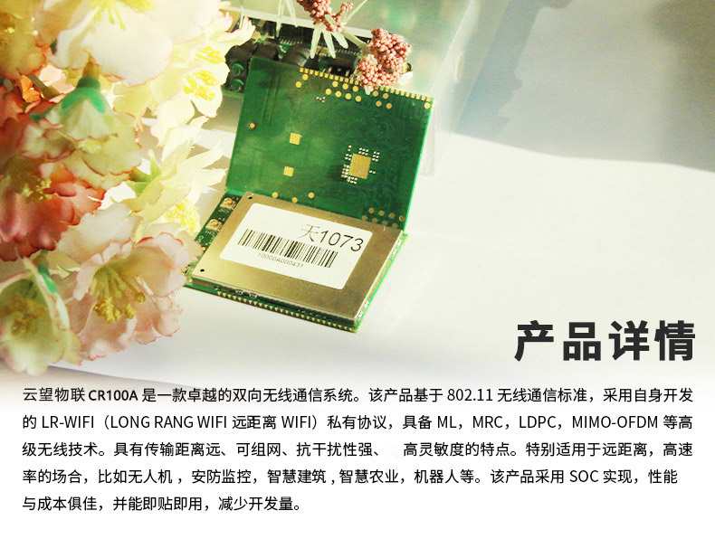 云望物聯(lián)遠(yuǎn)距離wifi傳輸LR-WiFi模塊，CR100A 8公里無(wú)線傳輸模塊收發(fā)模組